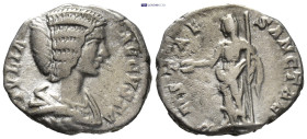 Julia Domna (193-211) AR Denarius, (15mm, 2.6 g) Laodicea Obv: IVLIA AVGVSTA, draped bust of Julia Domna to right Rev: VESTAE SANCTAE, Vesta standing ...