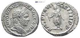 CARACALLA, (A.D. 198-217), silver denarius issued 214, Rome mint, (18mm, 1.7 g), obv. laureate head to right of Caracalla, around ANTONINVS PIVS AVG G...