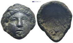 Bronze male head applique. (34mm, 24.1 g)