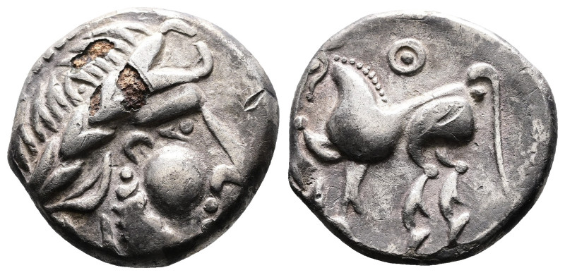 Middle Danube Tribes ''Kugelwange" type. AR Fourée Tetradrachm (23mm, 9,79 g.). ...