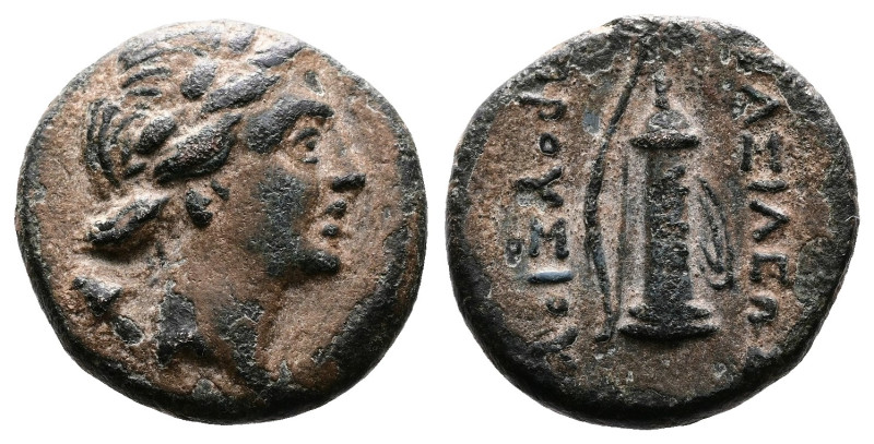 Kings of Bithynia, Prusias I, 228-183 BC. AE (18 mm, 5,09 g). Laureate head Apol...