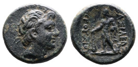 Kings of Prusias II Kynegos, 182-149 BC. AE (17,5 mm, 3,89 g.) Nikomedia mint. Head of Prusias right, wearing winged diadem. Rev ΒΑΣΙΛΕΩΣ ΠΡΟΥΣΙΟΥ, na...