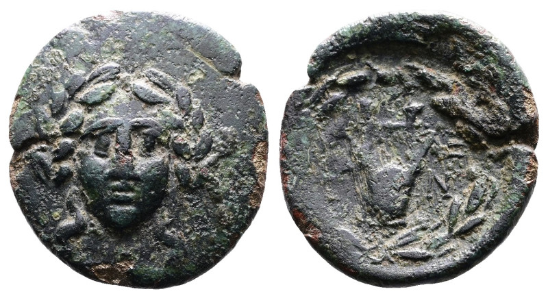 Troas, Alexandreia, circa 250 BC. AE (18,5 mm, 3,66 g.). Laureate head of Apollo...