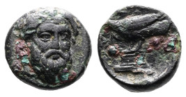 Mysia, Adramytion, after 350 BC. AE (10 mm, 1,92 g.). Laureate, three-quarter facing head of Zeus, slightly right. Rev. [AΔΡΑ] Eagle standing left on ...