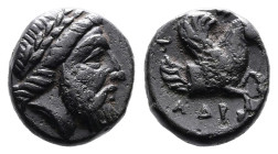 Mysia, Adramytion, circa 357-352 BC. AE ( 12mm, 1,93 g.). Laureate head of Zeus right. Rev. AΔPA forepart of Pegasos right. Klein 246. Good very fine ...