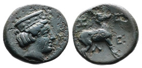 Mysia, Zeleia. 4th Century BC. AE (14 mm, 2,15 g.). Head of Artemis right, wearing stephane. Rev. Z - E / Λ - E Stag standing right. SNG Copenhagen 50...