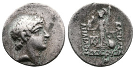 Ariarathes V Eusebes Philopator, 163-130 BC. AR Drachm ( 18,25mm, 4,07 g). Eusebeia-Mazaka, dated RY 2 (= 162/1 BC). Diademed head of Ariarathes V rig...