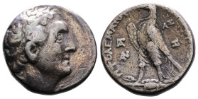 Egypt, Ptolemy II Philadelphos 285-246 BC. AR Tetradrachm (24 mm, 13,69 g.). Gaza mint, struck year 37 = 249-248 BC. head of Ptolemy to right. Rev. ΒΑ...