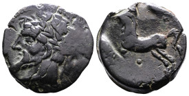 Kings of Numidia. Massinissa or Micipsa, 203-148 BC. or 148-118 BC. AE ( 27,3mm, 14,44 g.). Cirta, laureate and bearded male head to left. Rev. Bridle...