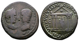 Moesia Inferior, Marcianopolis, Caracalla with Julia Domna 198-217 AD. AE Pentassarion ( 26 mm, 11,55 g.). Quintillianus, legatus consularis. Struck 2...