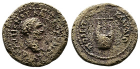 Bithynia, Claudiopolis, Domitian 81-96 AD. AE (21mm, 4,65 g.) ΑΥΤ ΔΟΜΙΤΙΑΝΟΣ ΚΑΙΣΑΡ ΣΕΒ ΓΕΡ Laureate head right. Rev. ΚΛΑΥΔΙΟΠΟΛΕΙΤΩΝ lyre. RPC II, 69...