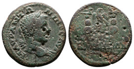 Bithynia, Nicaea, Caracalla, 198-217 AD. AE (23mm, 6,10 g.). M AVP ANTΩNINOC AVΓ Laureate, draped bust of Caracalla right. Rev. NIKAIΕΩΝ Aquila betwee...