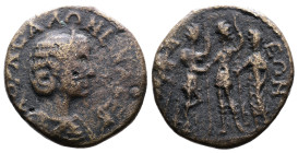 Bithynia, Nicaea. Salonina, 254-268 AD. AE Tetrassarion (25,5 mm, 8,36 g.). KOPN CAΛΩNEINA CEB Diademed and draped bust of Salonina to right. Rev. ΝΙΚ...