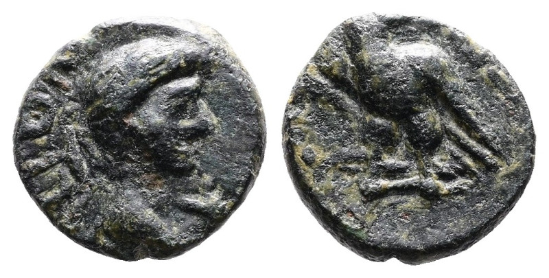 Troas, Abydos, Tiberius, 14-37 AD. AE (12mm, 1,79 g). CE BA, laureate head of Ti...