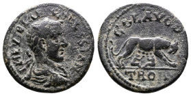 Troas, Alexandria, Maximus as Caesar, 235 - 238 AD. AE (22mm, 5,70 g.). IVL MAXI-MVS CAES laureate, draped and cuirased bust of Maximus right, seen fr...