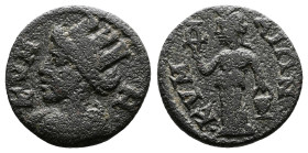 Aeolis, Kyme, time of Valerian I and Gallienus, 253-260 AD. AE (17mm, 3,6 g.). KVMH, turreted and draped bust of the Amazon Cyme left . Rev. KVMAIΩΝ, ...