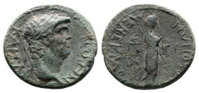 Lydia, Maeonia, Nero, 54-68 AD. AE (19mm, 3,80 g.). 65 AD. Ti. Cl. Menecratus, magistrate. ΝΕΡΩΝ-ΚΑΙΣΑΡ, laureate head of Nero right. Rev. MAIONΩN-MEN...