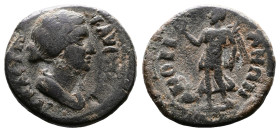 Phrygia, Amorium, Faustina II c. 152–176, probably c. 163-165 AE (19mm, 3,89 g.). ΦΑΥϹΤΕΙΝΑ ϹΕΒΑϹΤΗ draped bust of Faustina II right. Rev. ΑΜΟΡΙΑΝΩΝ N...