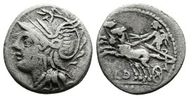 C. Coelius Caldus, 104 BC. AR Denarius (17,5mm, 3,57 g.), Rome. Head of Roma to left, wearing winged helmet and pearl necklace. Rev. CALD Victory driv...