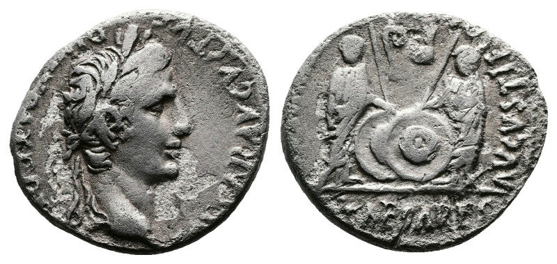 Augustus. 27 BC.- 14 AD. AR Denarius ( 18 mm, 3,59 g.). Lugdunum mint, struck 2 ...