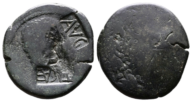 Augustus, 27 BC- 14 AD. and Tiberius 14-37 AD. AE As (25mm, 8,42 g.). Two rectan...