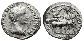 Tiberius, 14-37 AD. AR Denarius (18mm, 3,65 g.), Lugdunum, 15-16. TI CAESAR DIVI AVG F AVGVSTVS Laureate head of Tiberius to right. Rev. TR POT XVII /...