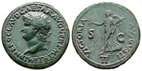 Nero, 54-68 AD. AE Dupondius. (30,7 mm. 13,2 g.). 65 AD. Lugdunum. NERO CLAVD CAESAR AVG GER PM TR P IMP P P, laureate head left, globe at point of ne...