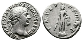 Trajan. 98 - 117 AD. AR Denarius. (18 mm, 3,20 g.). Rome mint, struck 101 AD. IMP CAES NERVA TRAIAN AVG GERM, laureate head right. Rev. P M TR P COS I...