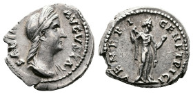 Sabina. 128 - 137 AD. AR Denarius. (19 mm, 3,51 g.) Rome mint, struck 137 AD. SABINA AVGVSTA, draped bust of Sabina right, wearing stephane, hair in a...