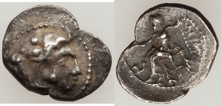 MACEDONIAN KINGDOM. Alexander III the Great (336-323 BC). AR obol (11mm, 0.62 gm...