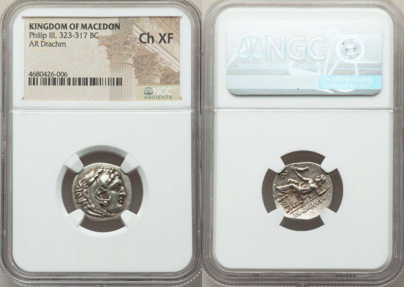 MACEDONIAN KINGDOM. Philip III Arrhidaeus (323-317 BC). AR drachm (18mm, 2h). NG...