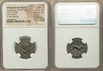 THRACIAN KINGDOM. Lysimachus (305-281 BC). AE (19mm, 5.36 gm, 1h). NGC AU 5/5 - 2/5, smoothing. Uncertain mint in Thrace. Helmeted head of Athena righ...