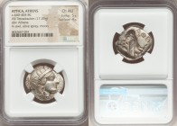 ATTICA. Athens. Ca. 440-404 BC. AR tetradrachm (26mm, 17.20 gm, 5h). NGC Choice AU 5/5 - 4/5. Mid-mass coinage issue. Head of Athena right, wearing cr...