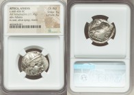 ATTICA. Athens. Ca. 440-404 BC. AR tetradrachm (24mm, 17.18 gm, 7h). NGC Choice AU 3/5 - 4/5. Mid-mass coinage issue. Head of Athena right, wearing cr...