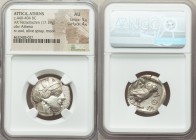 ATTICA. Athens. Ca. 440-404 BC. AR tetradrachm (24mm, 17.19 gm, 1h). NGC AU 5/5 - 4/5. Mid-mass coinage issue. Head of Athena right, wearing crested A...