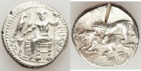 CILICIA. Tarsus. Mazaeus, as Satrap (361-334 BC). AR stater (23mm, 10.76 gm, 9h). XF, test cut. Baaltars seated left, holding eagle, grain ear, grapes...