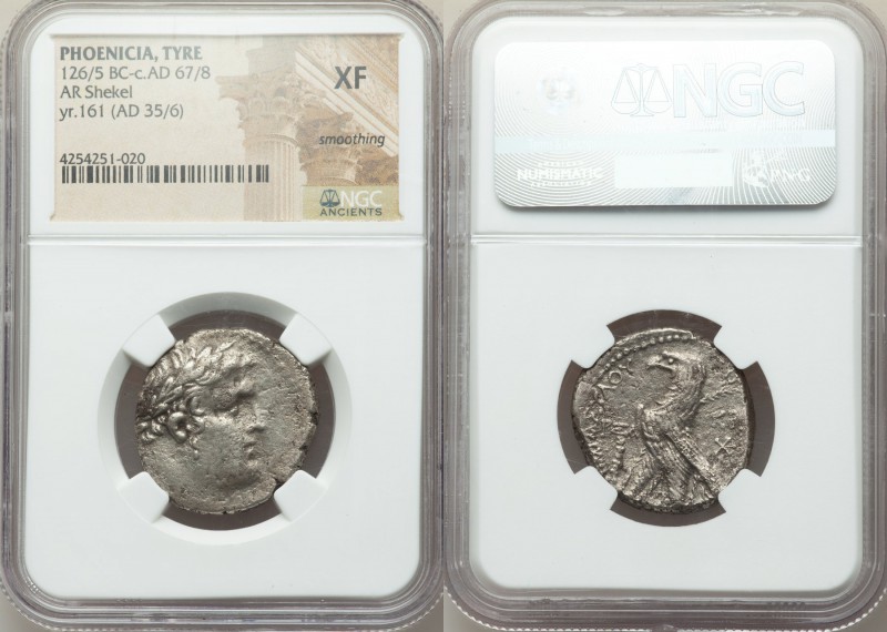 PHOENICIA. Tyre. Ca. 126/5 BC-AD 65/6. AR shekel (24mm, 12h). NGC XF, smoothing....