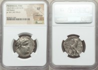 PHOENICIA. Tyre. Ca. 126/5 BC-AD 65/6. AR shekel (24mm, 12h). NGC XF, smoothing. Dated Civic Year 161 (AD 35/6). Laureate bust of Melqart right, lion ...