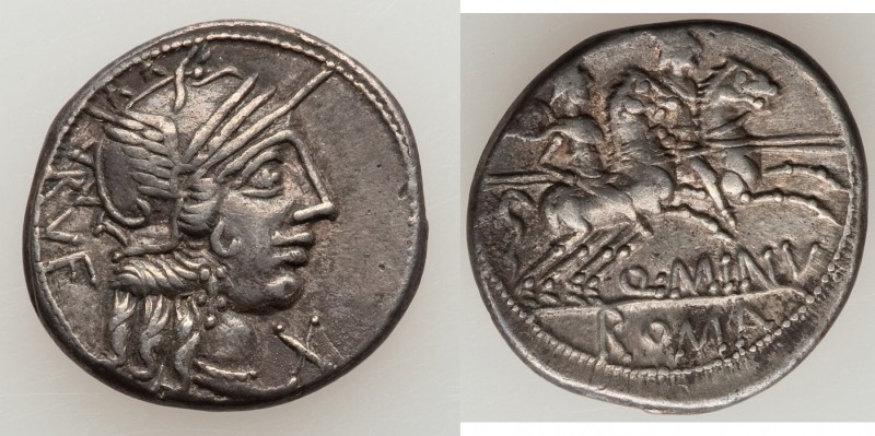 Q. Minucius Rufus (122 BC). AR denarius (19mm, 3.87 gm, 3h). VF, edge filed. Rom...