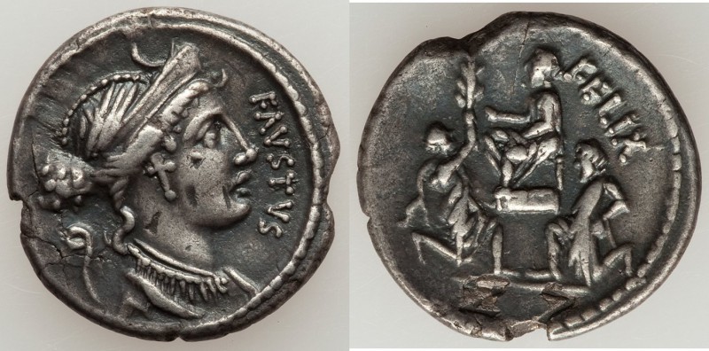 Faustus Cornelius Sulla (56 BC). AR denarius (20mm, 3.80 gm, 9h). XF, bankers ma...