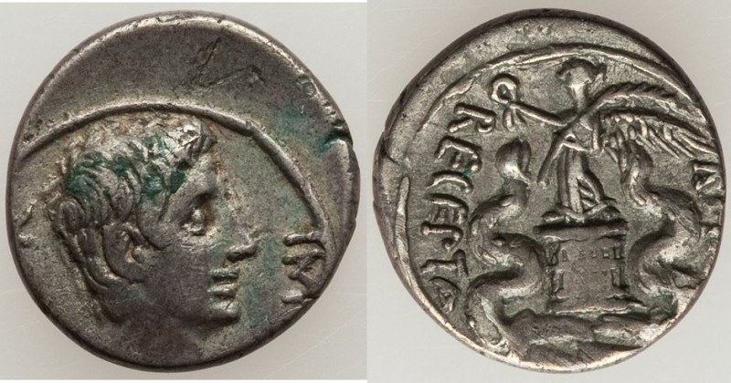 Augustus (27 BC-AD 14). AR quinarius (13mm, 12h). XF. Uncertain Italian mint or ...
