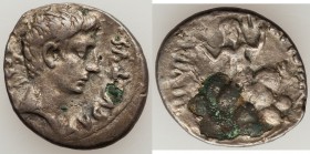 Augustus (27 BC-AD 14). AR/AE fourree denarius (19mm, 3.20 gm, 8h). VF, core visible. Contemporary Forgery. Rome, 19 BC. Petronius Turpilianus, moneye...