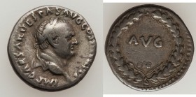 Vespasian (AD 69-79). AR denarius (17mm, 2.92 gm, 7h). Choice Fine. Ephesus, AD 71. IMP CAESAR VESPAS AVG COS III TR P P P, laureate head right / AVG ...