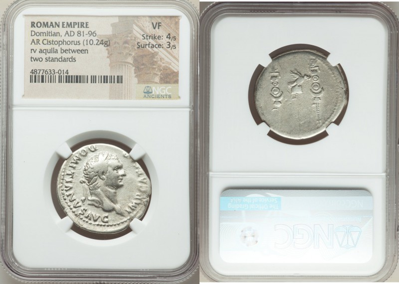 Domitian, as Augustus (AD 81-96). AR cistophorus (27mm, 10.24 gm, 6h). NGC VF 4/...