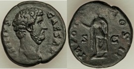 Aelius, as Caesar (AD 126-138). AE as (25mm, 11.12 gm, 6h). XF. Rome, AD 137. L AELIVS CAESAR, bare head right / TR POT COS II, Spes advancing left, h...