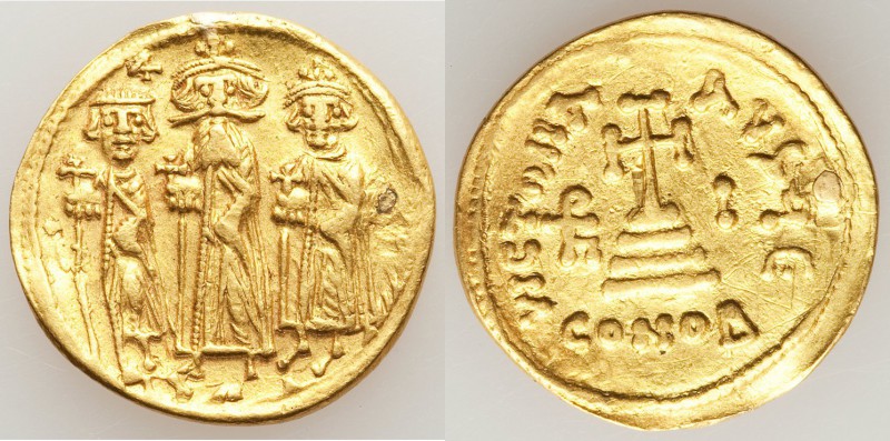 Heraclius (AD 610-641), with Heraclius Constantine and Heraclonas. AV solidus (2...