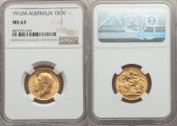 George V gold Sovereign 1912-M MS63 NGC, Melbourne mint, KM29.

HID09801242017