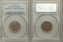 Elizabeth II Mint Error - Struck on Cent Planchet 5 Cents 1976 MS63 Brown PCGS, Royal Canadian mint, KM60.1.

HID09801242017