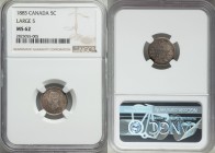 Victoria 5 Cents 1885 MS62 NGC, KM2. Large "5" variety. 

HID09801242017