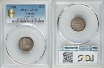 Victoria "Small 6/6" 10 Cents 1886 AU50 PCGS, London mint, KM3. Scarce variety. 

HID09801242017
